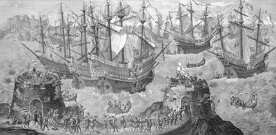 The Embarkation of Henry VIII at Dover, May 31st 1520, Preparatory to his Interview with the French king Francis I, pub. in 1781, engraved by James Basire by Samuel Hieronymous Grimm